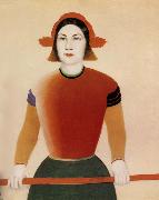 Kasimir Malevich The girl with red stick oil painting